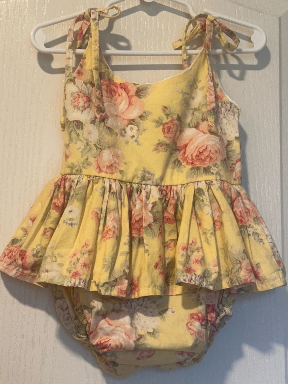 Yellow Rose Floral Peplum Romper | 18–24M